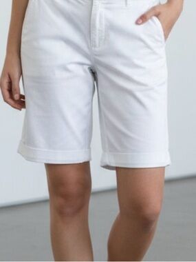 LOFT White Cuffed Bermuda Shorts